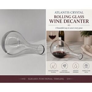 Atlantis Crystal Portugal Rolling Glass Wine Decanter Sculptural Carafe Aerator